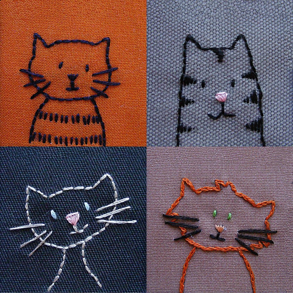 Cats embroidery pattern Shiny Happy World