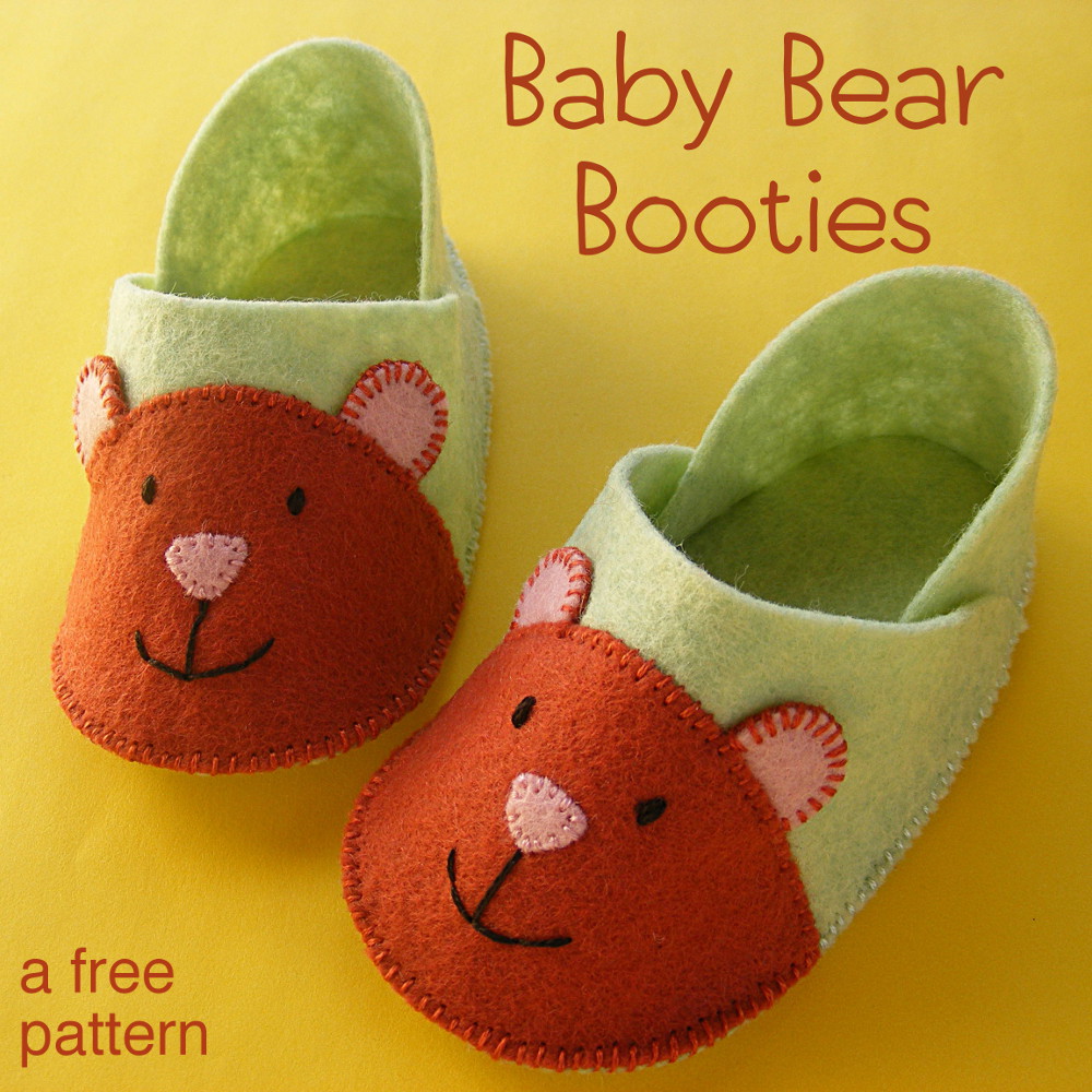 Baby Bear Booties - a free felt booties 