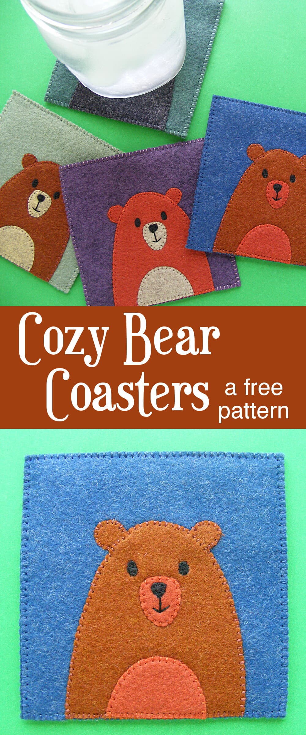 Felt Craft Free Bear Coaster Pattern Shiny Happy World
