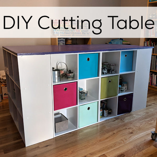 tall table with cube storage underneath