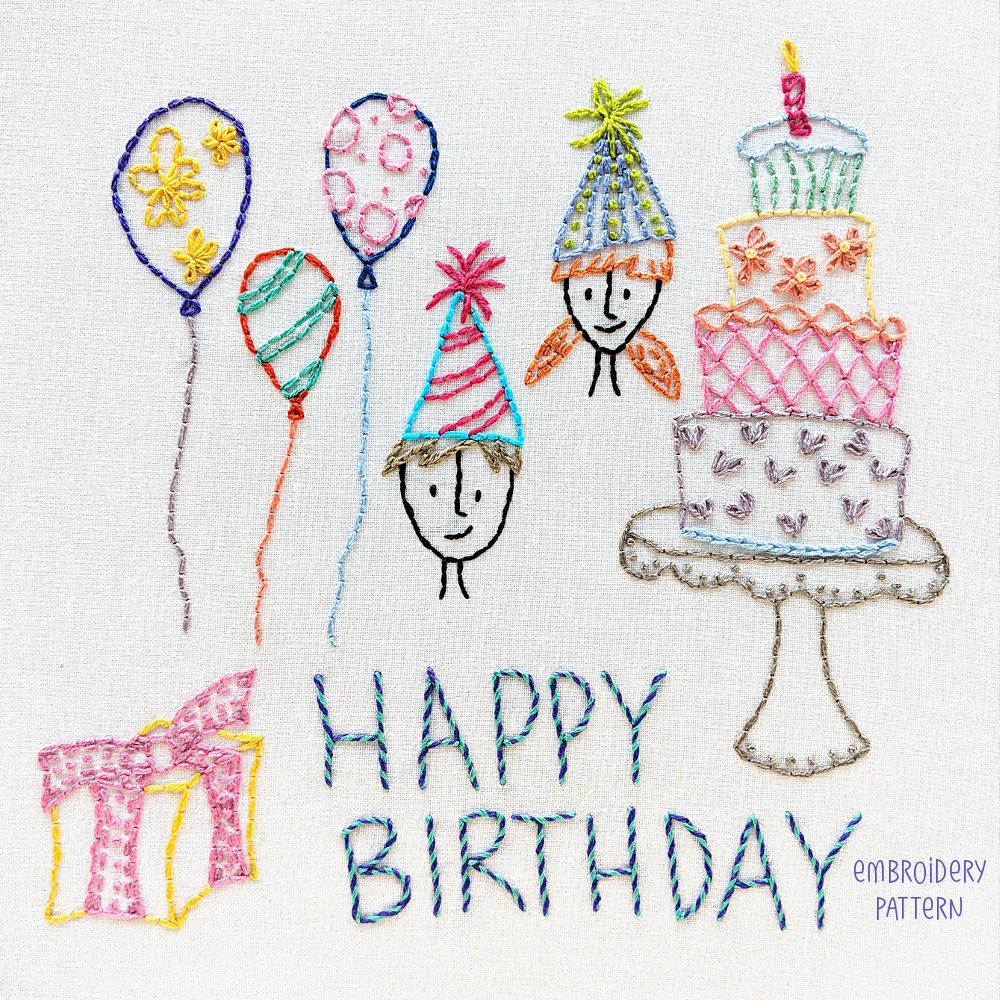 Happy birthday embroidery nwcvq  shiny happy world Happy birthday embroidery nwcvq  shiny happy world