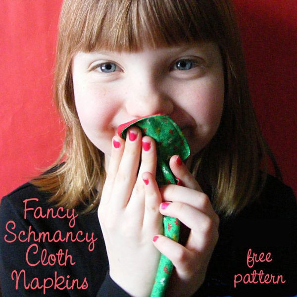 Photo of a young girl holding a cloth napkin to her mouth.

How to Make Fancy Schmancy Cloth napkins - a free tutorial.