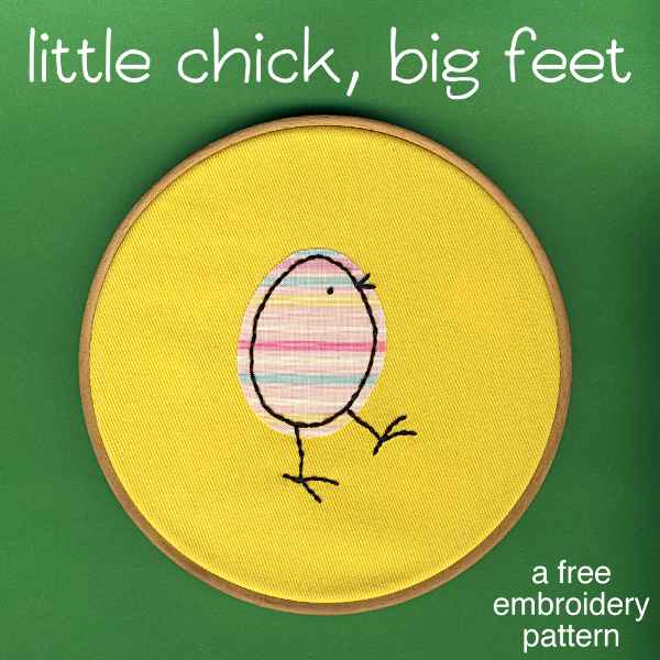 Little Chick with Big Feet - a super easy and cute Easter embroidery pattern free from Shiny Happy World