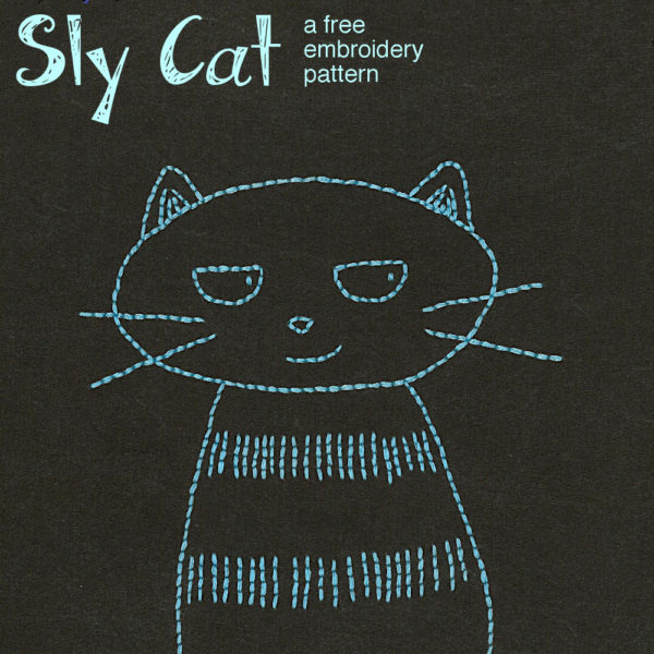 Sly Cat - a free embroidery pattern from Shiny Happy World