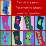 Free stocking pattern and free ornaments patterns from Shiny Happy World - combine them for extra fun!