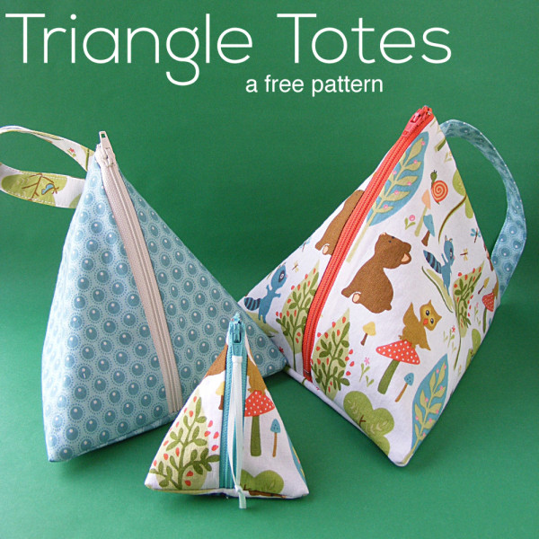Triangle Tote Bags - a free pattern from Shiny Happy World