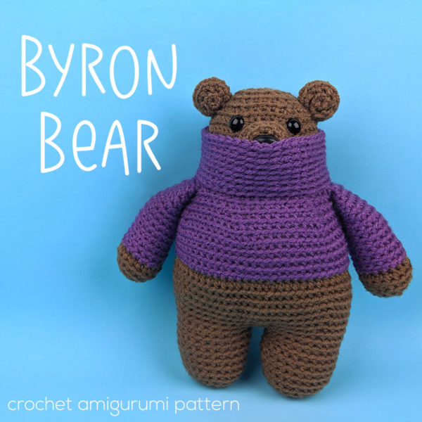 Byron Bear - a cute teddy bear wearing a crocheted sweater