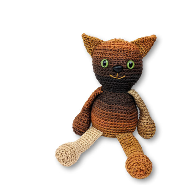 striped brown cat made with the Cooper Cat crochet pattern