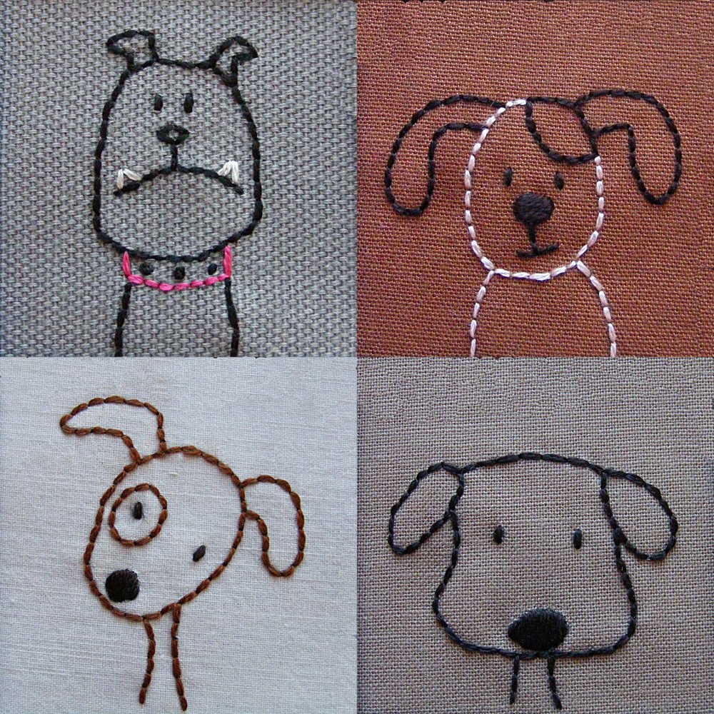 Dogs embroidery pattern