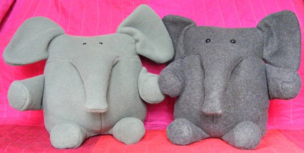 Two Elephants - different fabric grains