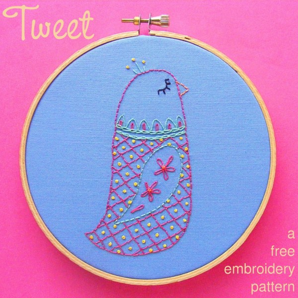 Tweet - a free bird embroidery pattern