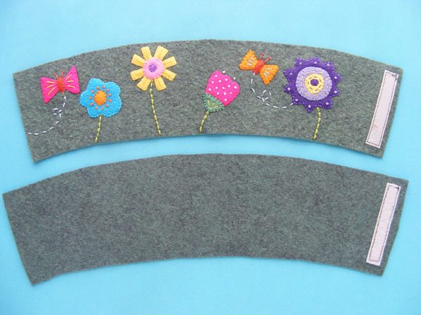 Fancy Felt Coffee Sleeve - a free pattern from Shiny Happy World