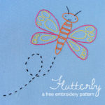 free butterfly embroidery pattern from Shiny Happy World