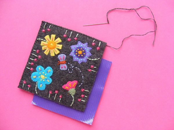 adding a waterproof layer to an embroidered felt coaster