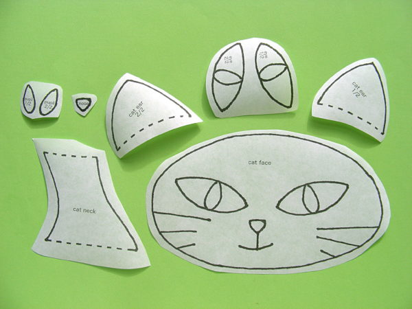 applique pattern pieces cut out - from the Spooky free cat applique pattern from Shiny Happy World