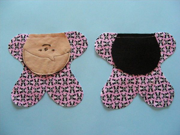 partially sewn doll front and doll back