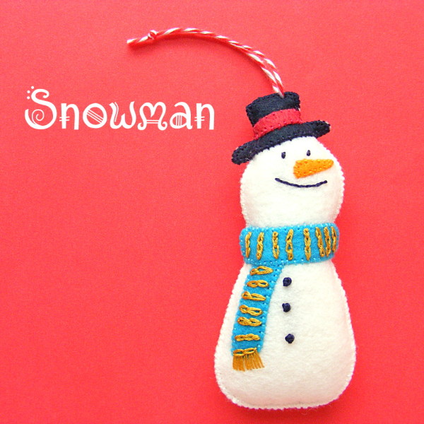 Happy Snowman Felt Ornament Pattern