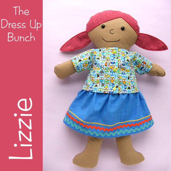 Lizzie - a Dress Up Bunch rag doll pattern from Shiny Happy World