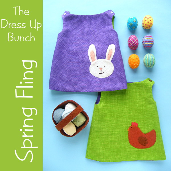 Spring Fling - reversible doll dress with eggs and basket