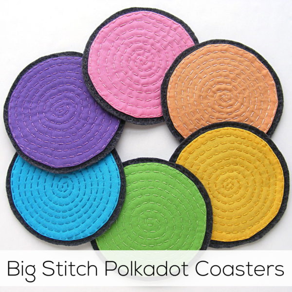 Big Stitch Polkadot Coasters - a free pattern from Shiny Happy World