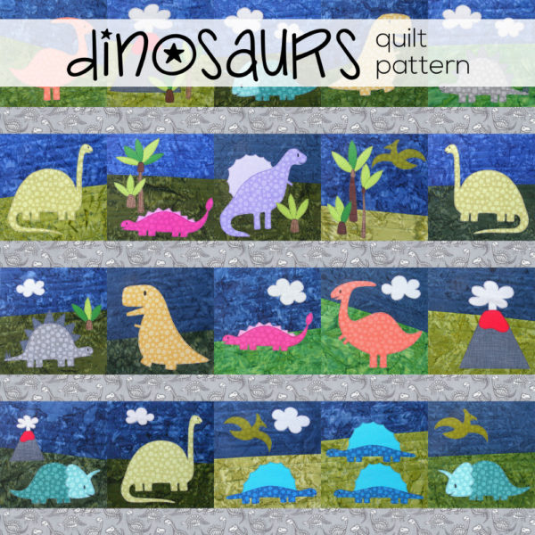 Dinosaurs - an easy applique quilt pattern from Shiny Happy World
