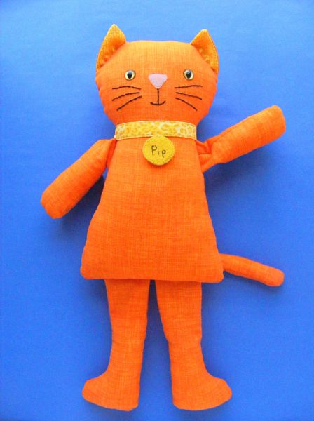 Pip the Cat made with flannel - a Dress Up Bunch pattern from Shiny Happy World