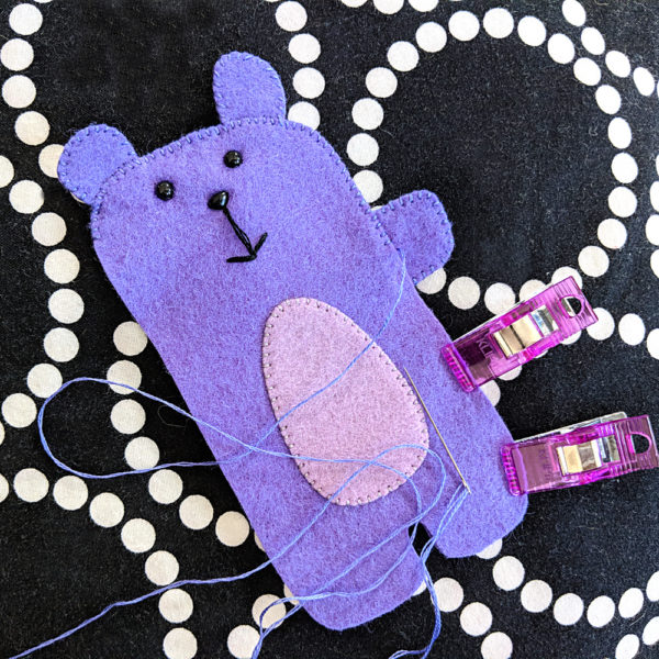 Purple bear in progress - a rainbow project from Shiny Happy World