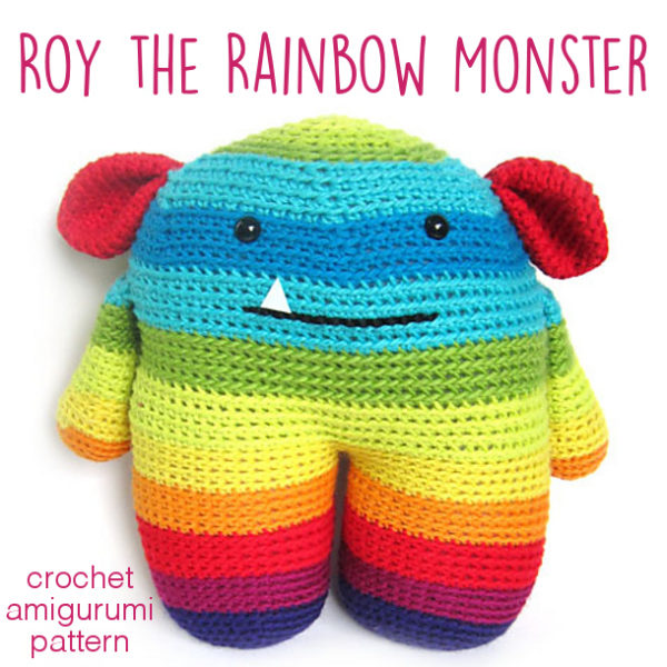 Roy the Rainbow Monster - a fun crochet amigurumi pattern from FreshStitches and Shiny Happy World