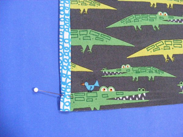 large tote bag pocket made with Ed Emberley crocodile fabric