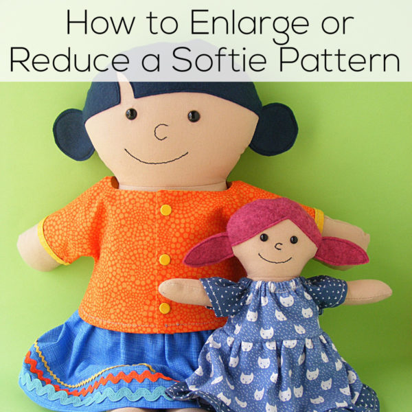 large and small rag dolls - how to enlarge and reduce softie patterns