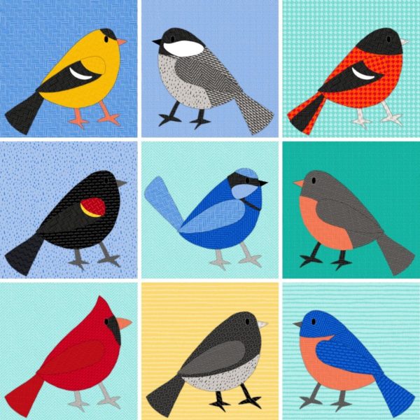 backyard birds applique pattern design process