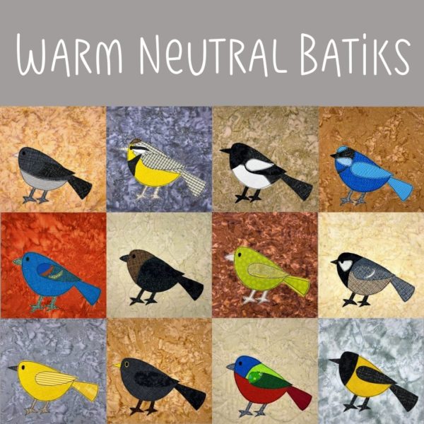 Backyard Birds made with the Warm Neutral Batiks fabric bundle