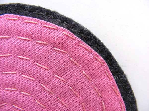 close up image of Big Stitch Felt Coasters, showing the detail of the stitching