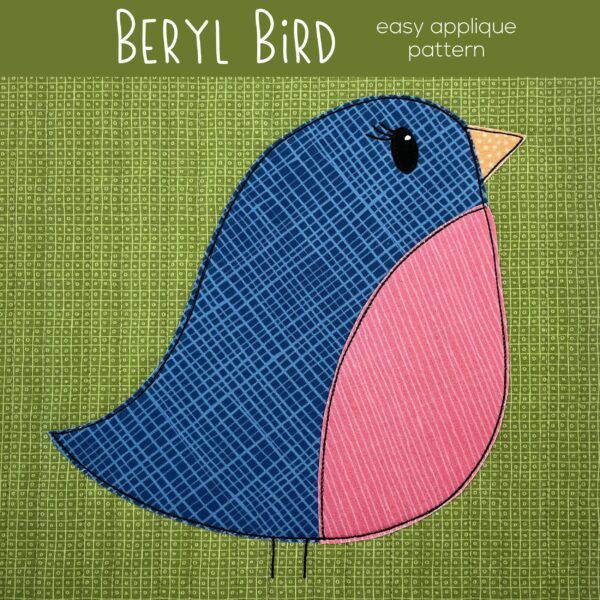 Applique blue bird with pink breast