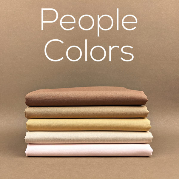 stack of folded fabric in a range of skin tones - text reads People Colors