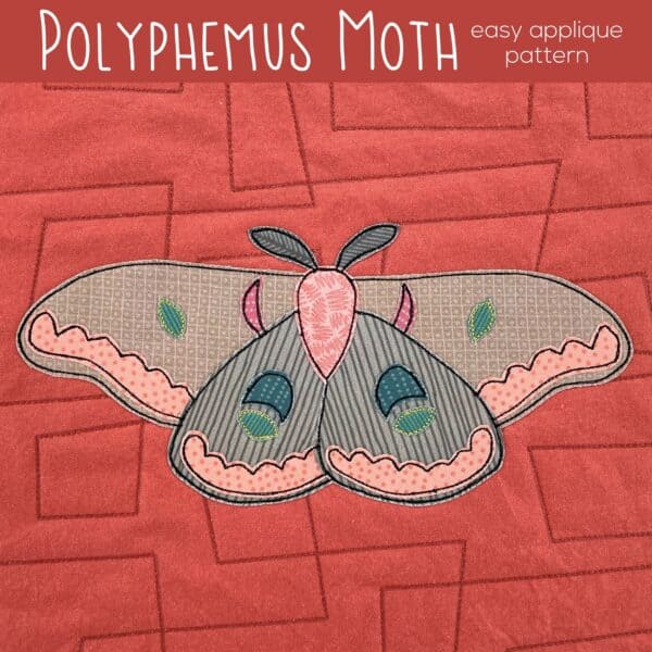 Polyphemus Moth applique pattern for crafting and sewing projects.